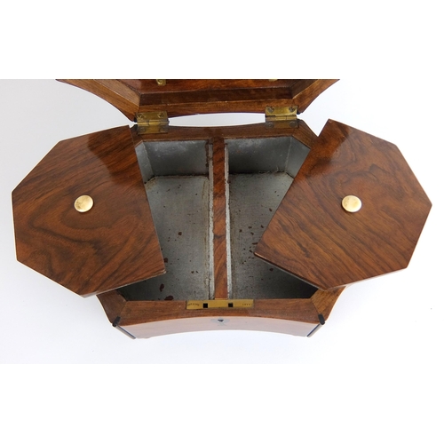 292 - A Victorian walnut hexagonal shaped tea caddy