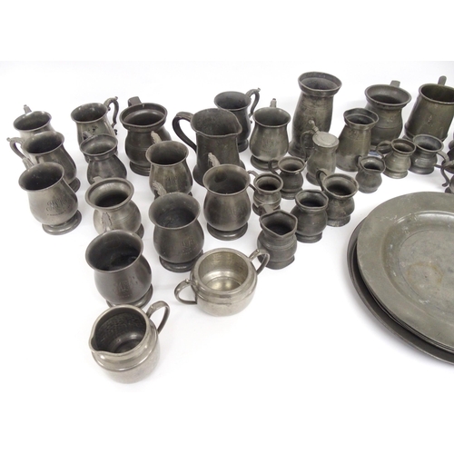 318 - A collection of 19th Century pewter