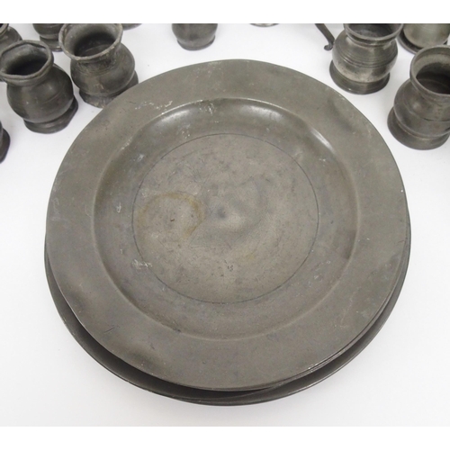 318 - A collection of 19th Century pewter