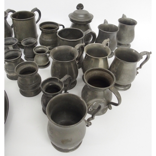 318 - A collection of 19th Century pewter