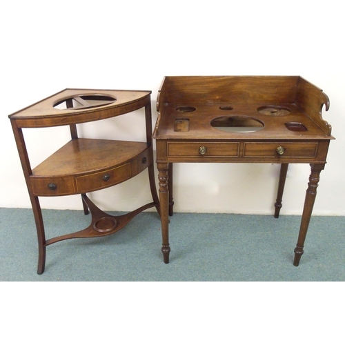 841 - A Georgian mahogany three tier corner washstand