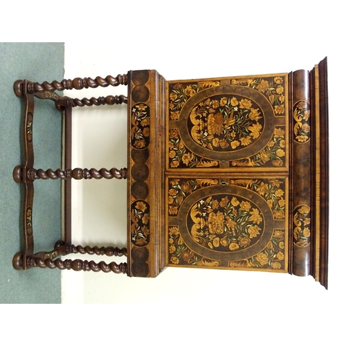 844 - An impressive 19th Century Dutch walnut oyster veneered floral marquetry and bone inlaid cabinet on ... 