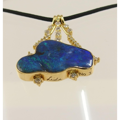 86 - A substantial boulder black opal pendant