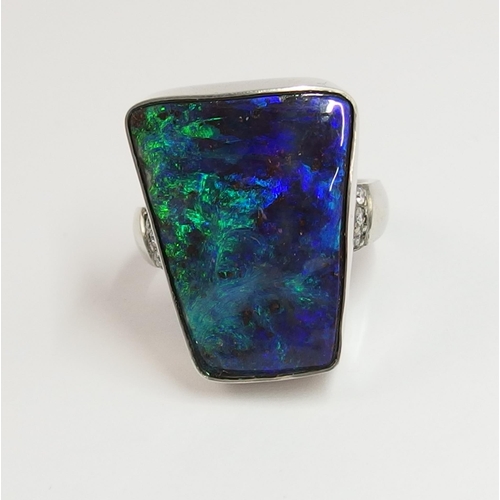 87 - A substantial black boulder opal ring