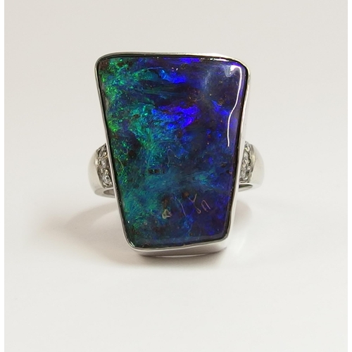 87 - A substantial black boulder opal ring