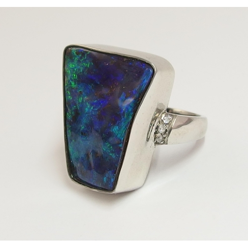 87 - A substantial black boulder opal ring