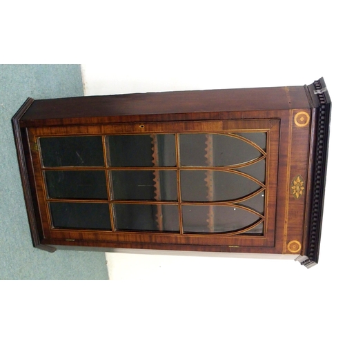 871 - A George IV mahogany inlaid glazed corner cabinet