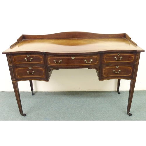 879 - A Sheraton Revival mahogany inlaid desk