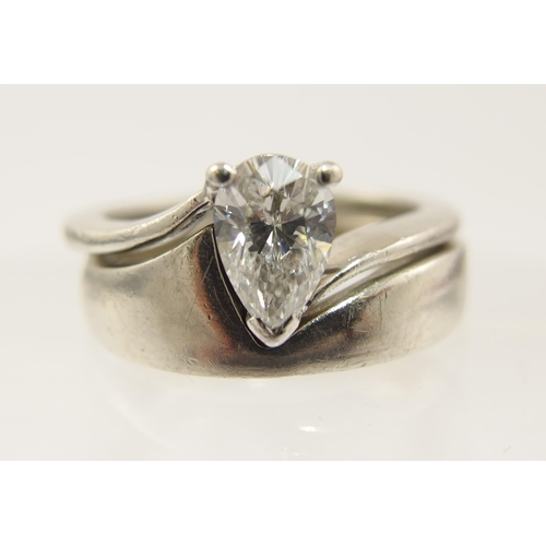 95 - A pear shaped diamond ring