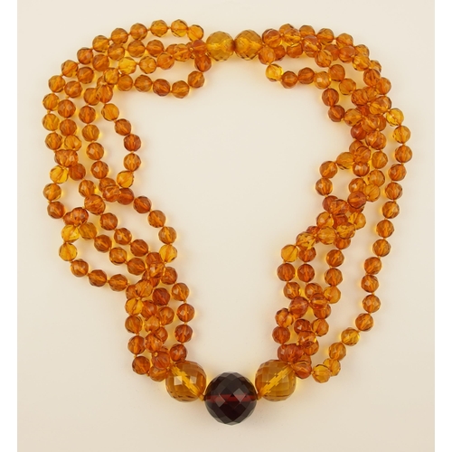 98 - Item 3. A diamond orange and cherry amber colour necklace