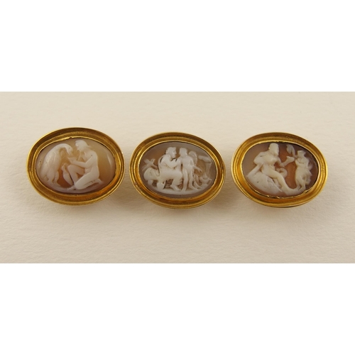 122 - A collection of three cameo studs