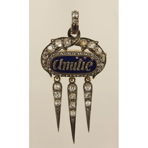 132A - A diamond set Victorian pendant brooch