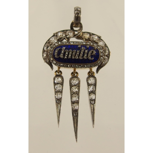 132A - A diamond set Victorian pendant brooch