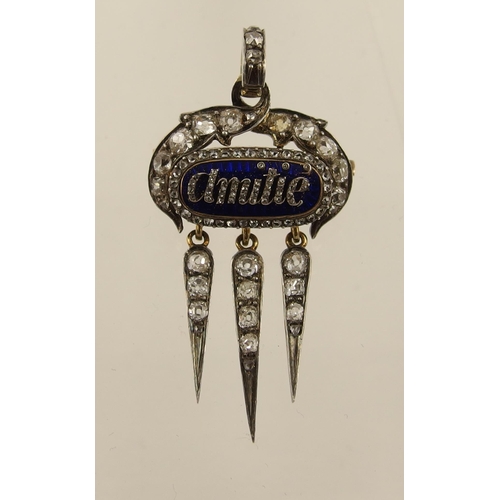 132A - A diamond set Victorian pendant brooch