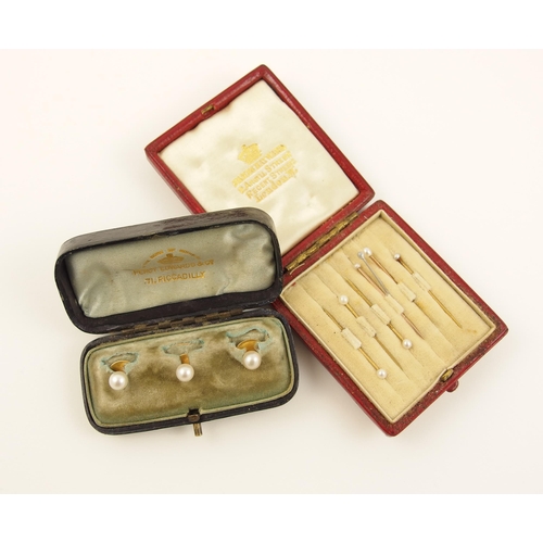 140A - a boxed set of three pearl studs