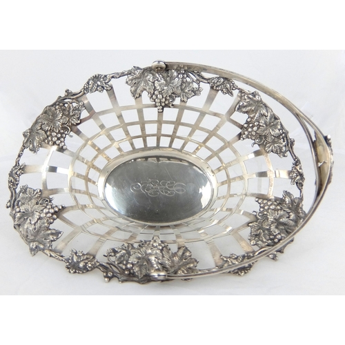 142 - A George III silver swing handled fruit basket