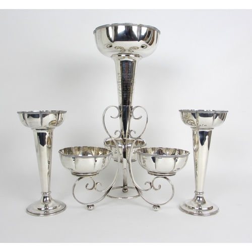 152 - A silver presentation centrepiece epergne garniture