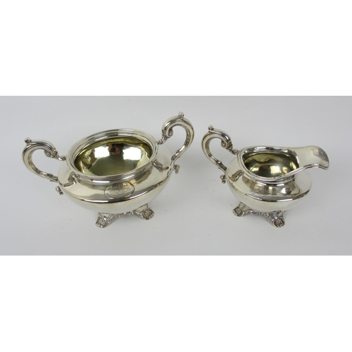 159 - A three piece silver tea service