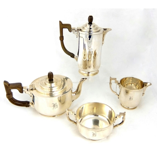 169 - An Art Deco silver four piece tea service