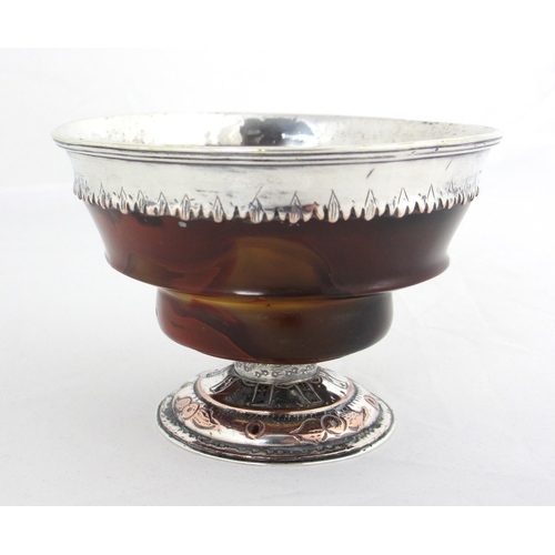 173 - A 17th Century white metal and agate bowl