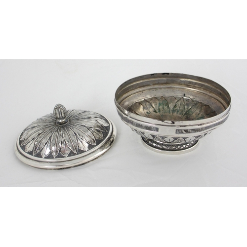 174 - An early 19th Century white metal bowl and cover