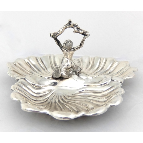 178A - A silver triptych fruit dish