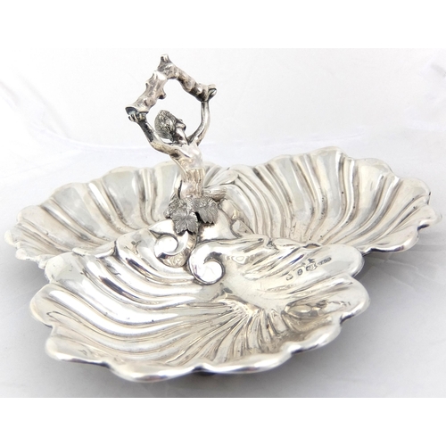 178A - A silver triptych fruit dish