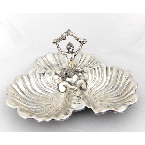 178A - A silver triptych fruit dish