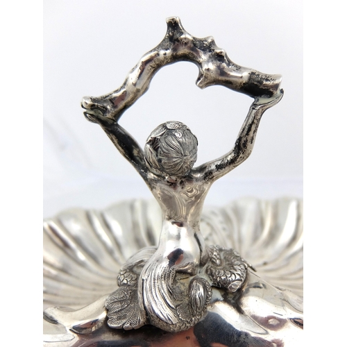 178A - A silver triptych fruit dish