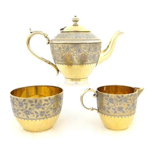 180 - A Bachelors Victorian silver gilt tea service