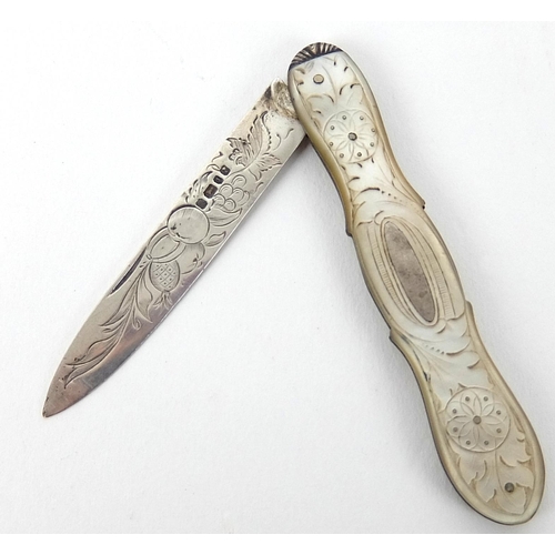 184 - A lot comprising thirteen mother of pearl and silver bladed fruit knives