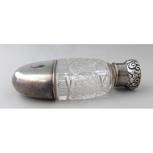 195 - A cut glass sterling silver mounted scent flask