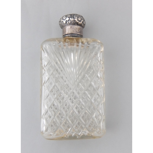 195 - A cut glass sterling silver mounted scent flask