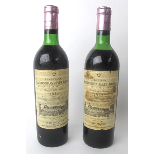 224 - Two bottles of Chateau La Mission Haut Brion Grand Cru Classe Bordeau  1970