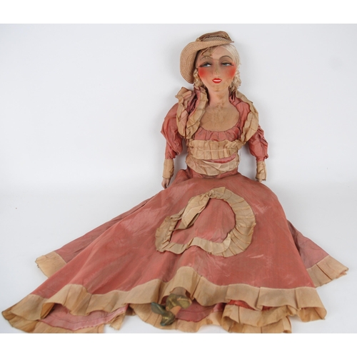 257 - A large Lenci style 1930's fabric Mae West Boudoir doll