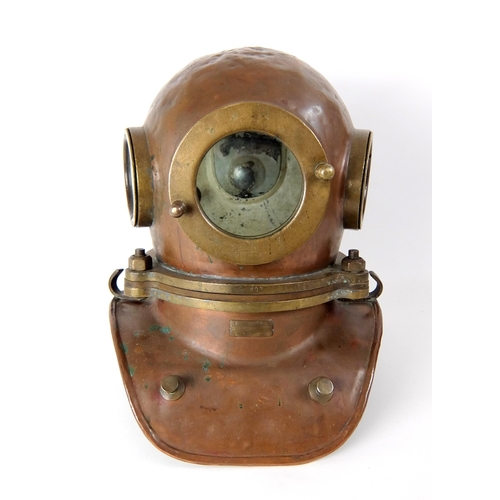 275 - A brass and copper divers helmet