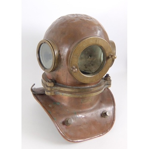 275 - A brass and copper divers helmet