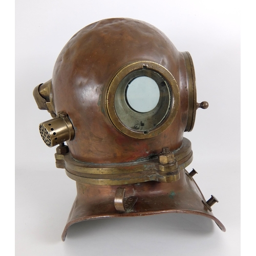 275 - A brass and copper divers helmet