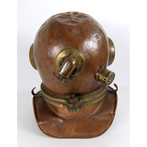 275 - A brass and copper divers helmet