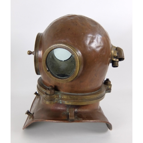 275 - A brass and copper divers helmet