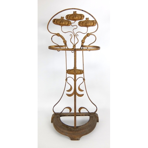 276 - A copper and cast iron Arts and Crafts stick stand