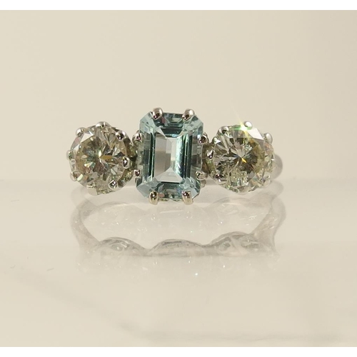 31 - An aquamarine and diamond ring