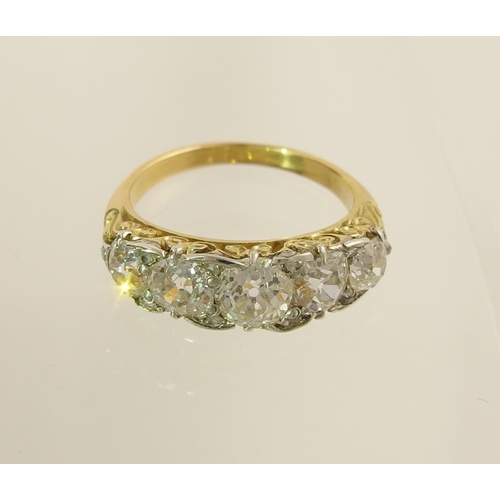 32 - A substantial old cut five stone diamond ring