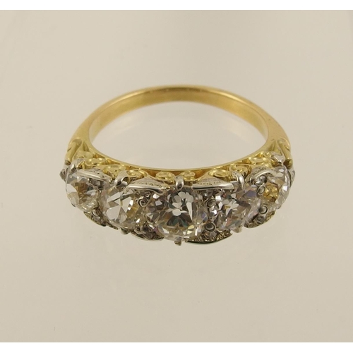 32 - A substantial old cut five stone diamond ring