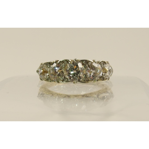 32 - A substantial old cut five stone diamond ring