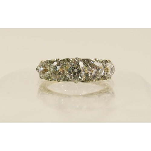 32 - A substantial old cut five stone diamond ring