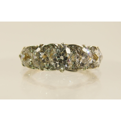 32 - A substantial old cut five stone diamond ring