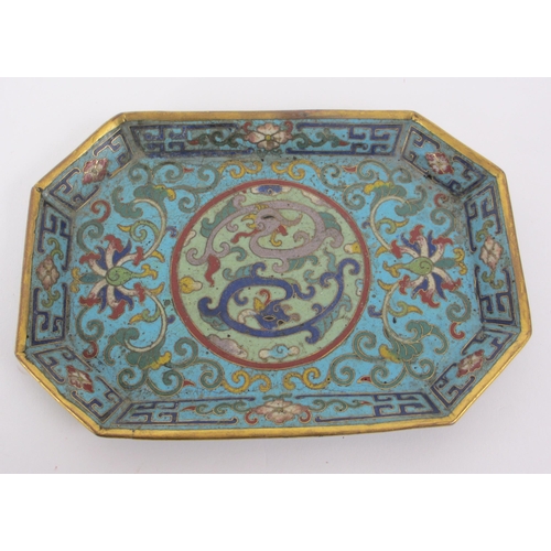 536 - A pair of Chinese cloisonne octagonal trays