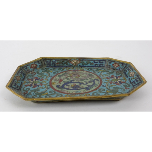 536 - A pair of Chinese cloisonne octagonal trays