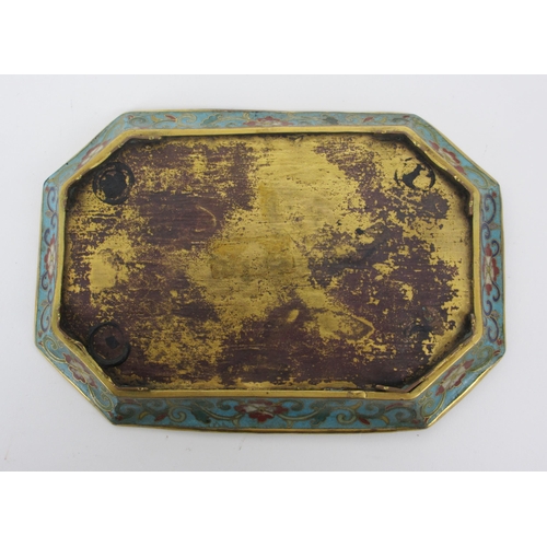 536 - A pair of Chinese cloisonne octagonal trays